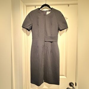 Boss Charcoal Pinstripe Midi Dress